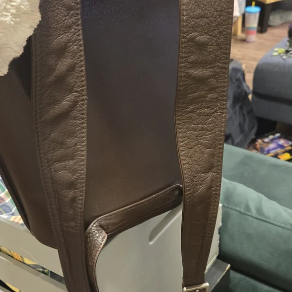 Cover B German Brown Leather Backpack Purse - Picture 5 of 16